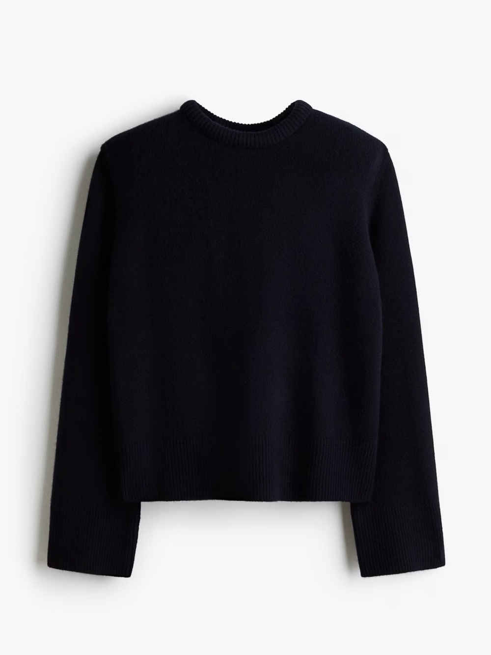 H&M Premium Selection 100% Wool Navy Shoulder Pad Sweater | XS